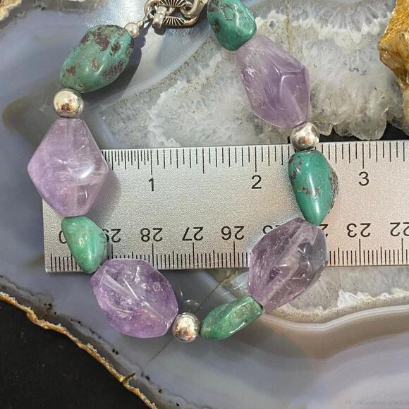 Carolyn Pollack Sterling Silver Amethyst & Green Turquoise Bracelet For Women - Picture 9 of 10